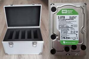 HDD 保管ケース　＆　3TB 3.5インチ ハードディスク（健康状態：注意）