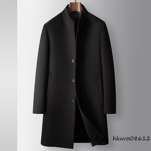 18万 極美品*ダウンジャケット メンズ 紳士スーツ セレブ*WOOL ビジネスコート 厚手 ウールコート ダウンコート ロングコート ブラック 2XL