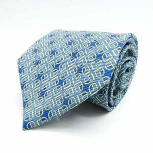 【美品】 トラサルディ TRUSSARDI 小紋柄 シルク 総柄 イタリア製 メンズ ネクタイ ブルー
