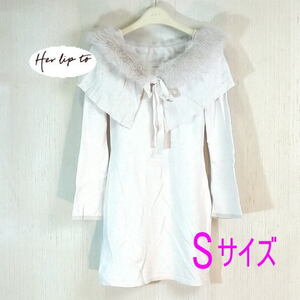 【タグ付き】Ritz Faux Fur Mini Dress ニット　ワンピ－ス　ecru　ファ－　デザイン　Her lip to