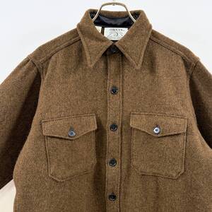 希少《 Dead Stock / ORVIS / Large 》70s デッド【 オービス アメリカ製 ブラウン 茶 ウール CPO シャツ L ビンテージ 】