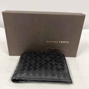 BOTTEGA VENETA イントレチャート 二つ折り財布 ＜財布＞ボッテガヴェネタ カードケース 札入れ コインケース 折畳み財布 ブラック レザー