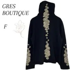 【GRES BOUTIQUE】 グレスブティック カシミヤセーター 黒　花柄