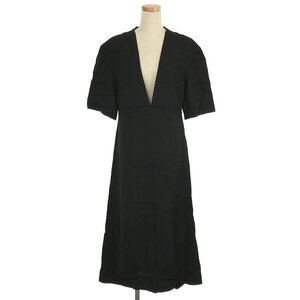 【新品】 JIL SANDER / ジルサンダー | DRESS WITH PLUNGING V-NECK / レーヨン リネン スリット ロング ドレスワンピース | 36