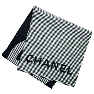 ☆☆ CHANEL シャネル ストール ブラック系 ギンガムチェック ウール×カシミヤ レディース 目立った傷や汚れなし