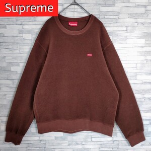 【希少デザイン】Supreme シュプリーム☆スモールボックスロゴ付スウェット　ポーラテックフリース　ボア　ブラウン　茶色　正規品　人気