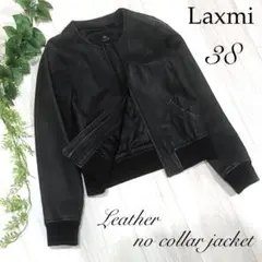 【美品】 Laxmi ラクシュミー レザージャケット ノーカラー 本革 M 黒