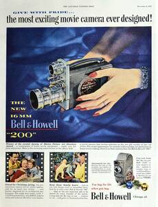 稀少・広告！1951年ベル&ハウエル カメラ広告/Bell & Howell 16 mm camera/昭和レトロ/C