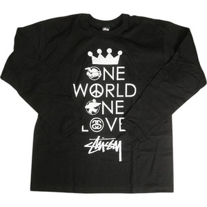 STUSSY ステューシー ONE WORLD ONE LOVE L/S BLACK ロンT 黒 Size 【M】 【新古品・未使用品】 20812786