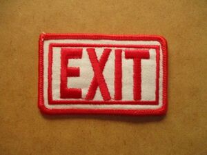 90s サイン標識『EXIT』非常口 刺繍ワッペン/おもしろいSignお笑いガレージSK8アメリカ米国ビンテージ看板アップリケUSAスケートボード S2