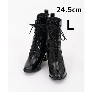 【送料無料・匿名配送】新品タグ付き axes femme アクシーズファム レースアップレインブーツ 黒 Lサイズ 24.5cm