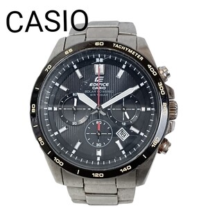 【不動 ジャンク】Y1210-1 CASIO EDIFICE カシオエディフィス ソーラー腕時計 クロノグラフ デイト EFR518 10BAR 黒ブラック