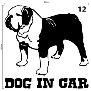 自作カッティングステッカー DOG IN CAR / ドッグインカー パターン 12 199×200mm ネコポス対応可 ステッカー 商品同梱可 新品[S-209]