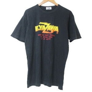 E.YAZAWA 矢沢永吉 Tシャツ 半袖 カットソー ロゴ プリント クルーネック 丸胴 黒 ブラック X メンズ