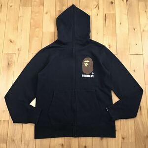 BAPE head logo フルジップ パーカー Lサイズ ネイビー a bathing ape full zip hoodie エイプ ベイプ アベイシングエイプ wgh65