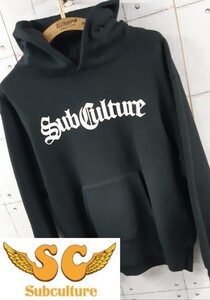 SUBCULTURE OLD ENGLISH HOODIE サブカルチャー パーカー ロゴ 黒 サイズ1 