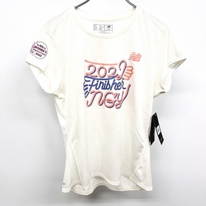 【新品】NEW BALANCE Tシャツ 名古屋ウィメンズマラソン2022 半袖 L オフホワイト×サーモンピンク×ネイビー×パープル 白系 レディース