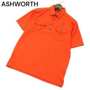 ASHWORTH アシュワース 春夏 ロゴ刺繍★ 半袖 ボタンダウン ワーク ポロシャツ Sz.M　メンズ ゴルフ　A4T05211_5#A