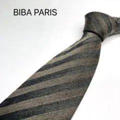 BIBA PARIS ネクタイ 茶色と黒のストライプ