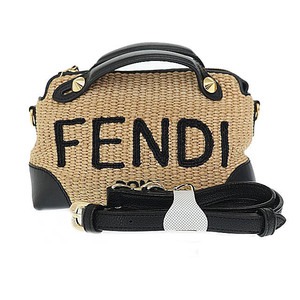 フェンディ FENDI 21SS BY THE WAY MINI BAG バイザウェイ ストロー かご 2WAY ショルダー バッグ 8BL145 AF2X F1E1I ナチュラル ブラック