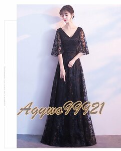 新品　　カラードレス　ロングドレス　黒色　セクシー　結婚式　二次会　お色直し　パーティ　　ステージ　 Evening dress DJ428