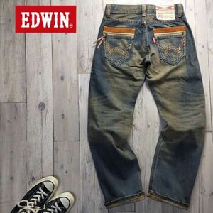 ☆EDWIN EXCLUSIVE VINTAGE エドウィン☆434XVS USED加工 ストレート デニム パンツ W30 S756