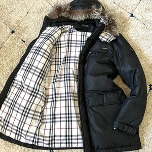 美品 3way◆Lサイズ! BURBERRY BLACK LABEL バーバリー ブラックレーベル ダウン ジャケット シルバーフォックス ファー ホースロゴ 黒