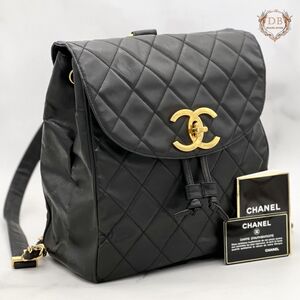 Gカード付♪ シャネル マトラッセ デカココ ターンロック チェーン リュック CHANEL レディース バッグ ブラック 821 鑑定済み ゴールド