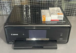 Canon TS8030BK PIXUS インクジェット複合機 動作品 CDトレイ有 電源・USBケーブル付 新品インク2本添付 ゆうパック着払100サイズ発送