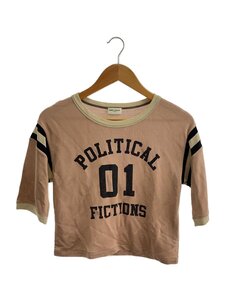 SAINT LAURENT◆Political Fictions cropped t-shirt/Tシャツ/XS/レーヨン/PNK