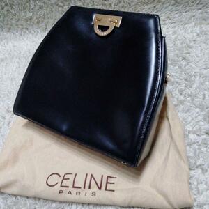 １円〜　CELINE セリーヌ クラッチバッグ セカンドバッグ ハンドバッグ 化粧ポーチ ゴールド金具 レザー 革 ブラック 黒 ヴィンテージ 希少