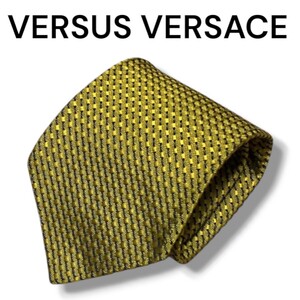 【1円スタート】VERSUS ヴェルサス VERSACE ヴェルサーチ ネクタイ ハイブランド イタリア製 シルク シルク100% ゴールド 総柄 メデューサ