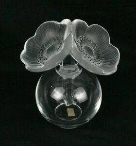 ラリック フランス 2 Anemones クリスタル 香水 ボトル 6.5" Lalique