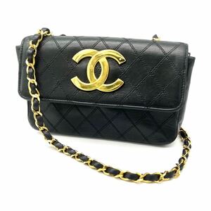 1円 良品 CHANEL シャネル デカ ココマーク ビコローレ レザー チェーン ショルダー バッグ dD08150T