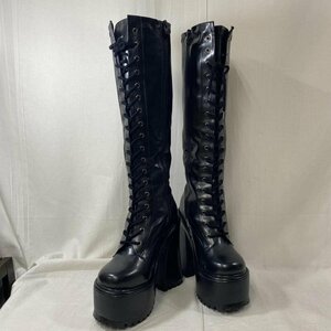 古着 SABAGE サベージ ニーハイ厚底ブーツ レースアップブーツ ブラック size39/約25cm ブーツ ブーツ 表記無し 黒 / ブラック 無地