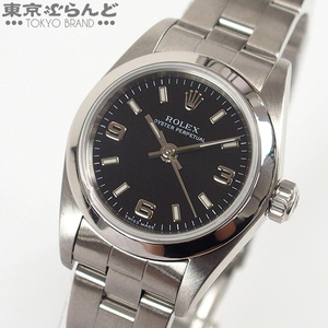 101729657 ロレックス ROLEX オイスターパーペチュアル ブラック SS オイスターブレス P番 腕時計 レディース 自動巻 仕上済