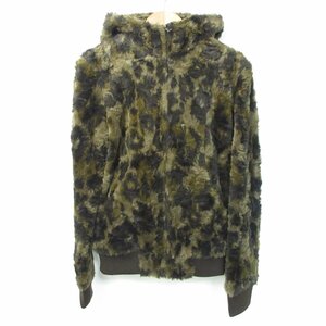 未使用 HYSTERIC GLAMOUR ヒステリックグラマー レオパード柄 長袖 パイル フーディー ジップアップ パーカー Fサイズ ブラウン ◆