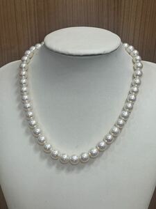 【中古保管品】Pearl necklace アコヤ本真珠ネックレス 留め具SILVER jewelry accessory アコヤ真珠 9.0mm-9.5mm珠 ホワイト系 パール