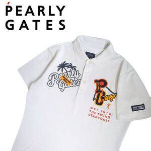 極美品 最高級 豪華刺繍 PEARLY GATES 吸水速乾 ストレッチ 鹿の子 半袖ポロシャツ メンズ4 パーリーゲイツ ゴルフウェア 日本製 240962