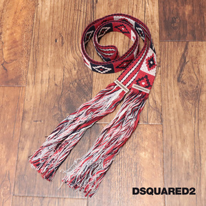 1円/DSQUARED2/フリー/ベルト BEM0445 ジャガード ネイティブ エスニック柄 イタリア製 サーフ ストリート 新品/赤/レッド/jd379/