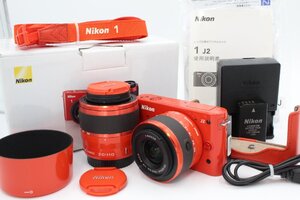 ＜＜別売ケース付き！！希少！！＞＞【美品】NIKON ニコン Nikon1 J2 1NIKKOR Double Zoom Kit ニコン1 オレンジ #LE2024469