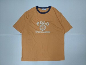 10．ポロラルフローレン POLO RALPH LAUREN リンガー 半袖Tシャツ メンズLL 淡い橙色系オフホワイトx601