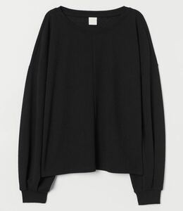 H&M 完売品掲載　バルーンスリーブ　センターシームクレープトップス　ブラックM インスタ人気　オケージョン　パーティーにも