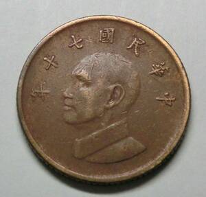 C1001　中華民国　台湾　コイン　壹圓　1圓　一圓　1ドル　中華民国暦70年　1981年　硬貨　