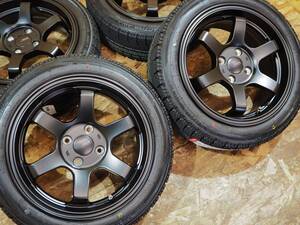 ★冬用★165/50R15 6.5J+38 4H100 新品 人気 深リム 逆ゾリ スタッドレス 1台分 EK MR ワゴン ラパン コペン LIFE 軽トラ 軽四 カスタム BK