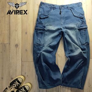 ☆AVIREX アヴィレックス☆M-65 ファティーグ デニム ペイント カーゴパンツ 上野商会 Size（XL) S1975