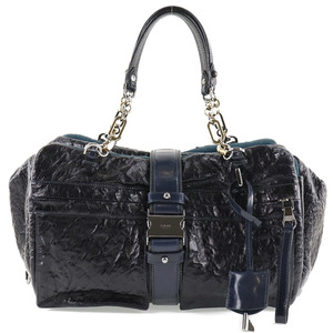 LOEWE ロエベ ローラ33 302.08.714 ハンドバッグ オーストリッチ ネイビー レディース【52080533】中古