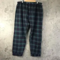 Y2726古着　チェックパンツ　パジャマパンツ　緑　紺　茶　90s Y2K