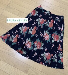 LAURA ASHLEY【ローラアシュレイ】オレンジバラ柄スカート 9号