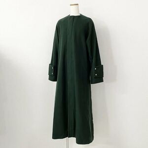 64i11 UN3D アンスリード サイドスリット カラーレスウールコート 38 グリーン Wool Coat ノーカラー